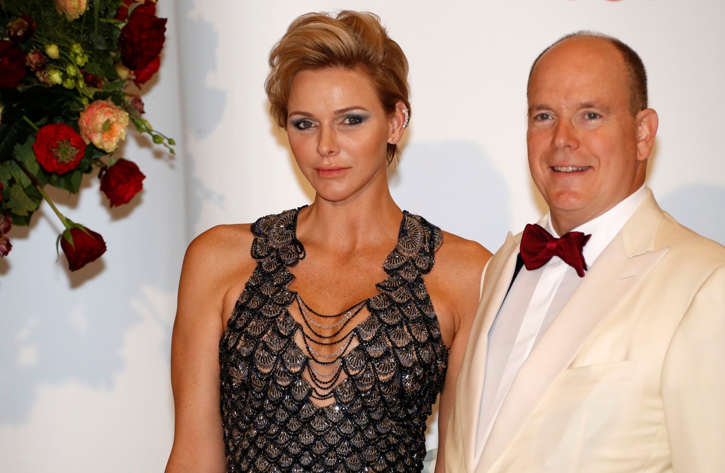 Prince Albert II of Monaco and his wife Princess Charlene arrive for the annual Red Cross Gala in Monaco