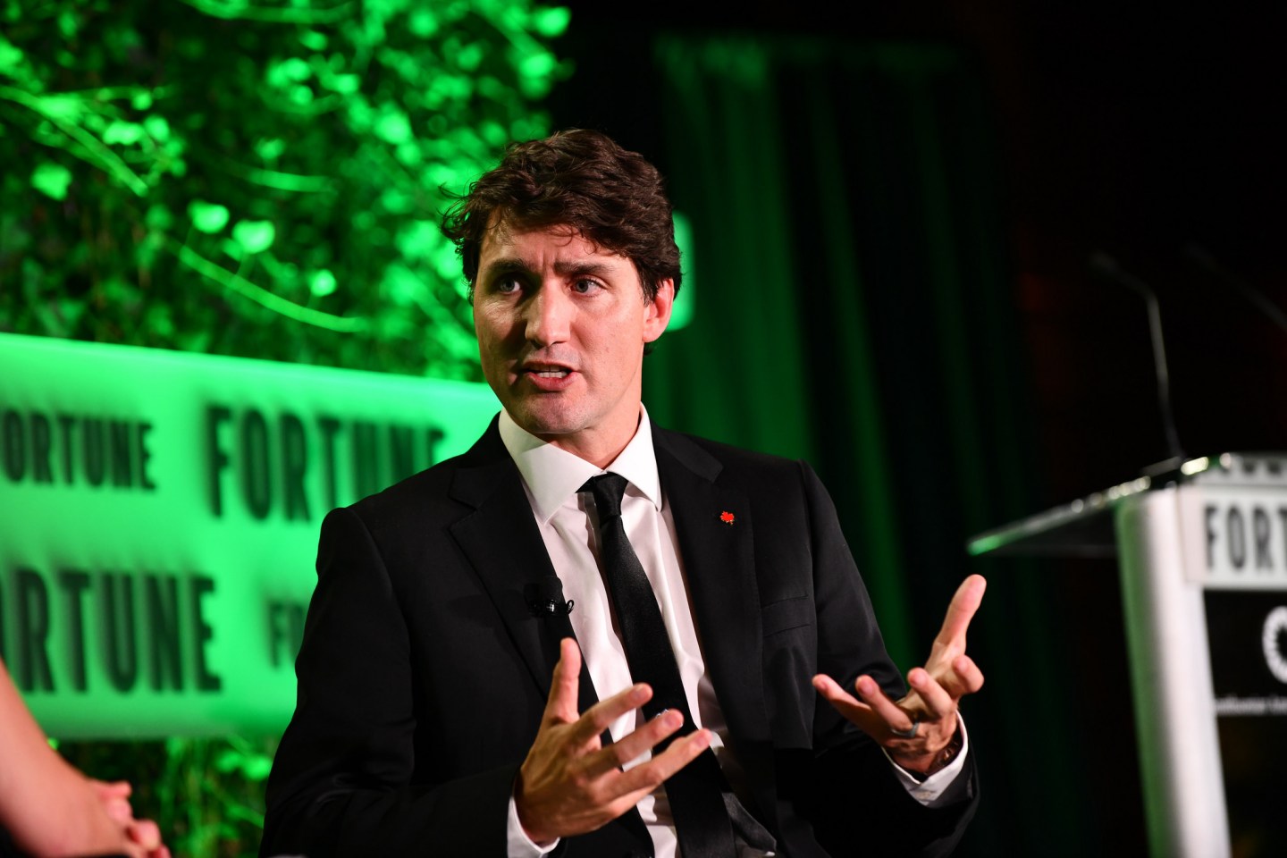 Canada prime minister Justin Trudeau speaking at the 2017 Fortune Most Powerful Women Summit in Washington, D.C.