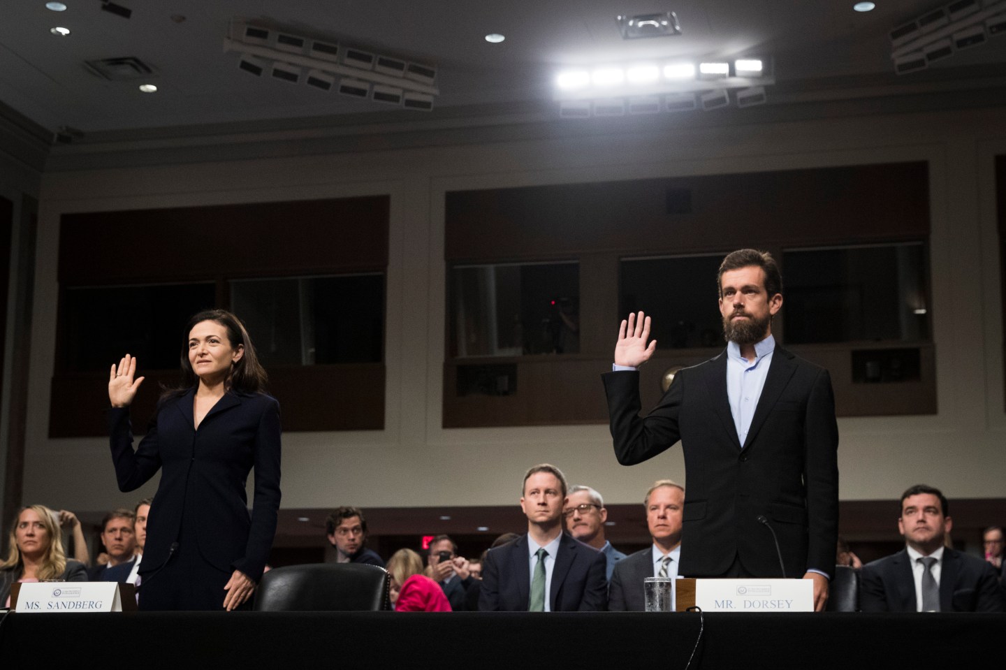 Twitter CEO Jack Dorsey And Facebook COO Sheryl Sandberg Testify To Senate Committee On Foreign Influence Operations