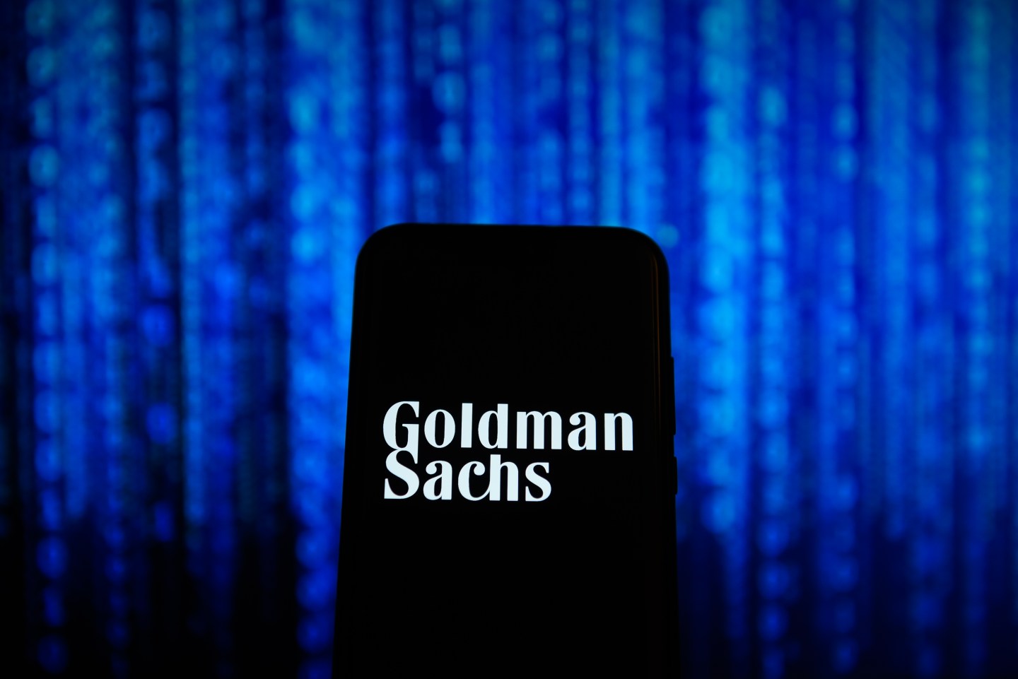 Goldman sachs logo is seen on an android mobile phone