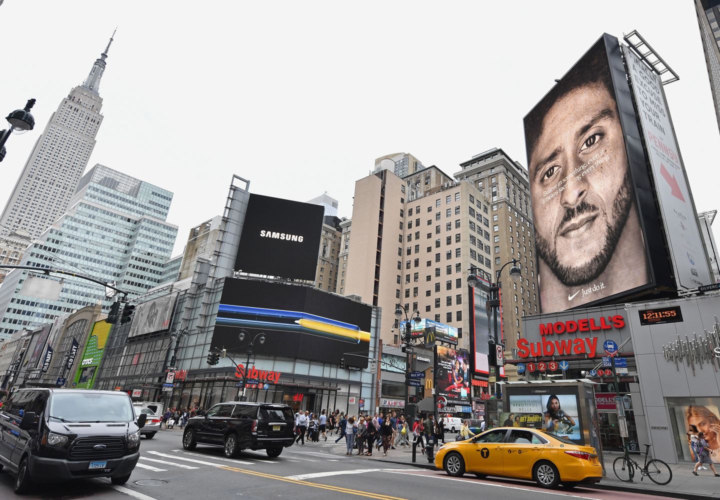Nike's Kaepernick ad launched in early September. (ANGELA WEISS/AFP/Getty Images)