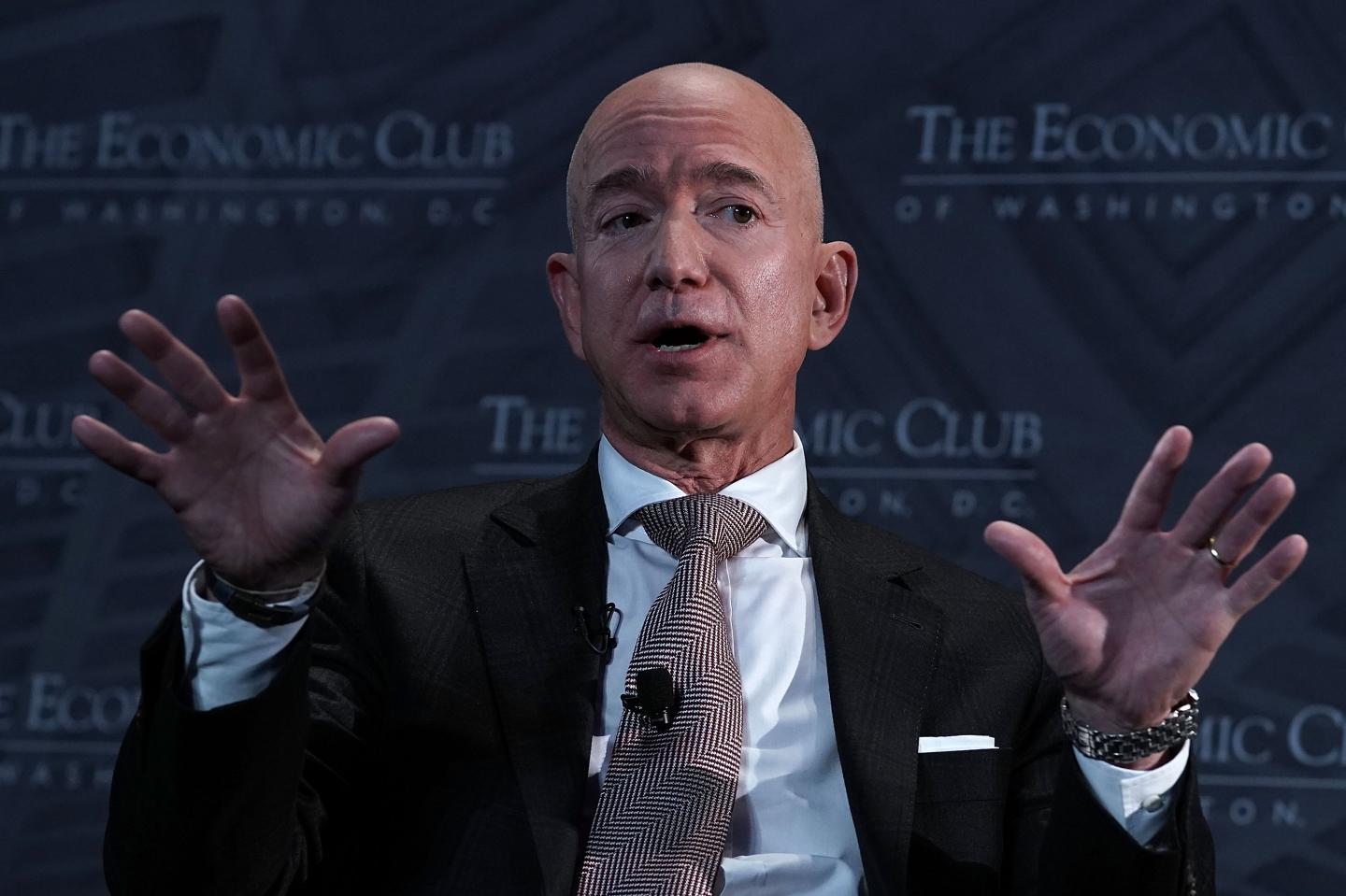 Amazon's relationship with customers would translate well to banking services, a new survey says. (Photo by Alex Wong/Getty Images)