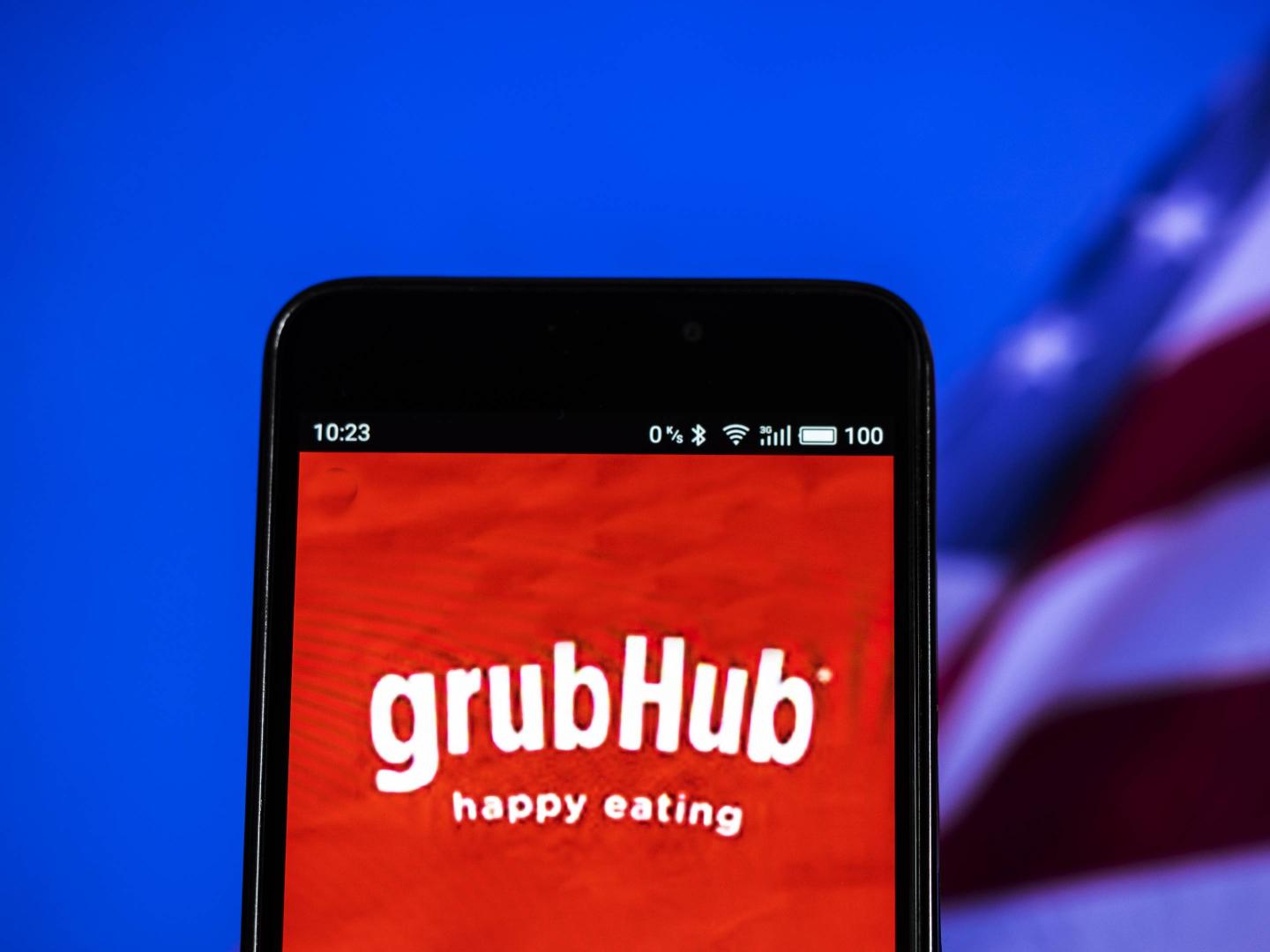 GrubHub logo seen displayed on a smart phone. Grubhub Inc.