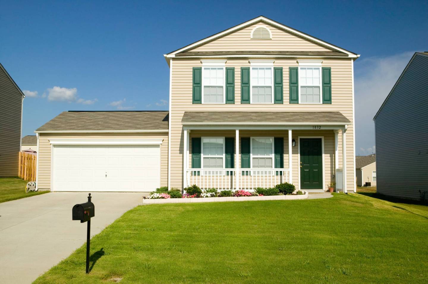 Single house in new housing development near Charlotte, North Carolina