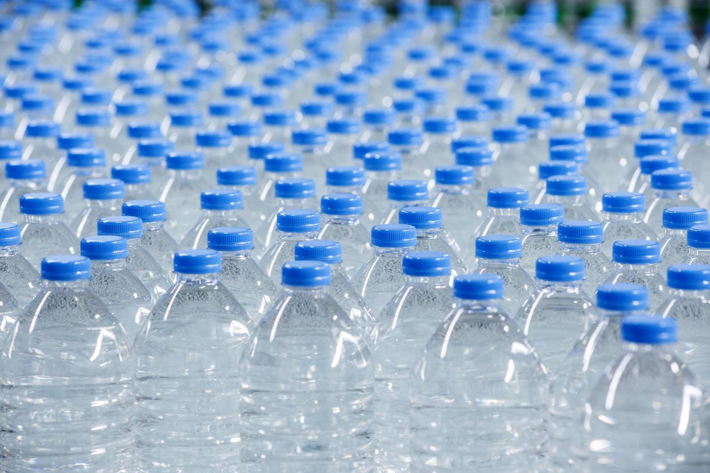 Plastic bottles on conveyor belt