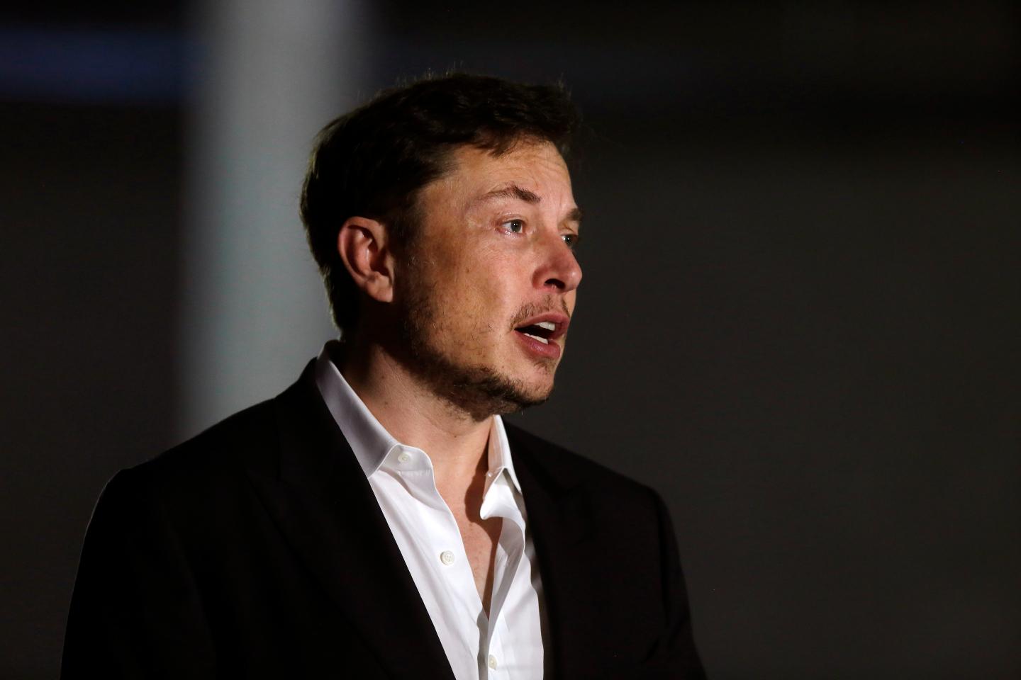 Tesla CEO Elon Musk during a news conference on June 14, 2018 in Chicago. (Photo by Joshua Lott—Getty Images)Mayor Rahm Emanuel Makes Announcement On Express Train Service To O'Hare Airport