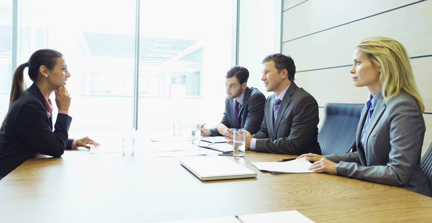 Four people at a job interview