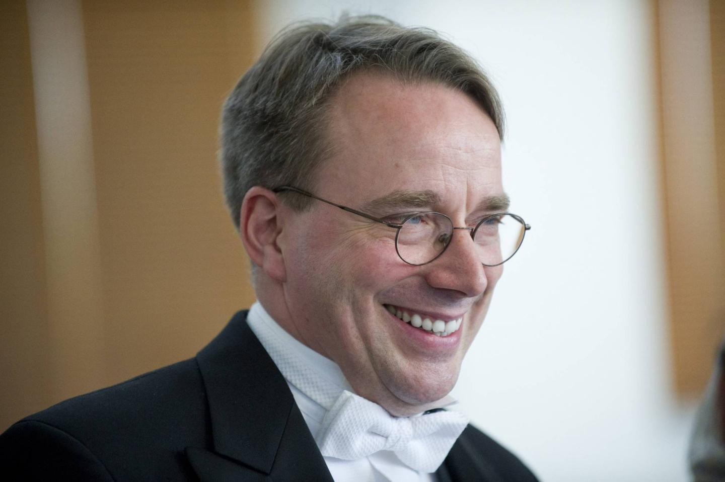 Linus Torvalds from Finland speaks after being awarded the 2012 Millennium Technology Prize in Helsinki