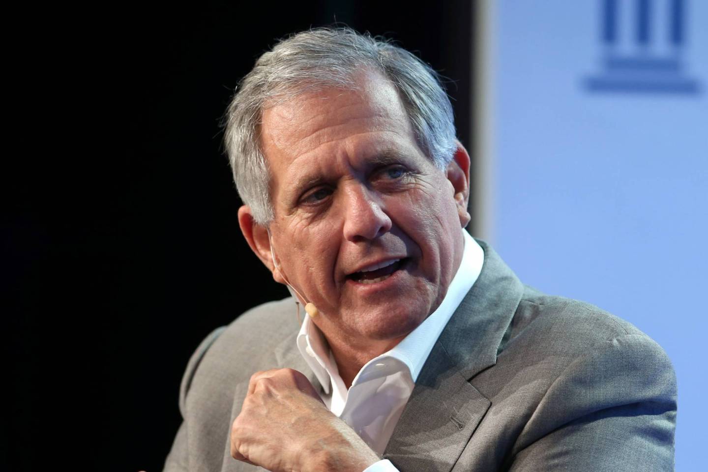 Moonves speaks during the Milken Institute Global Conference in Beverly Hills