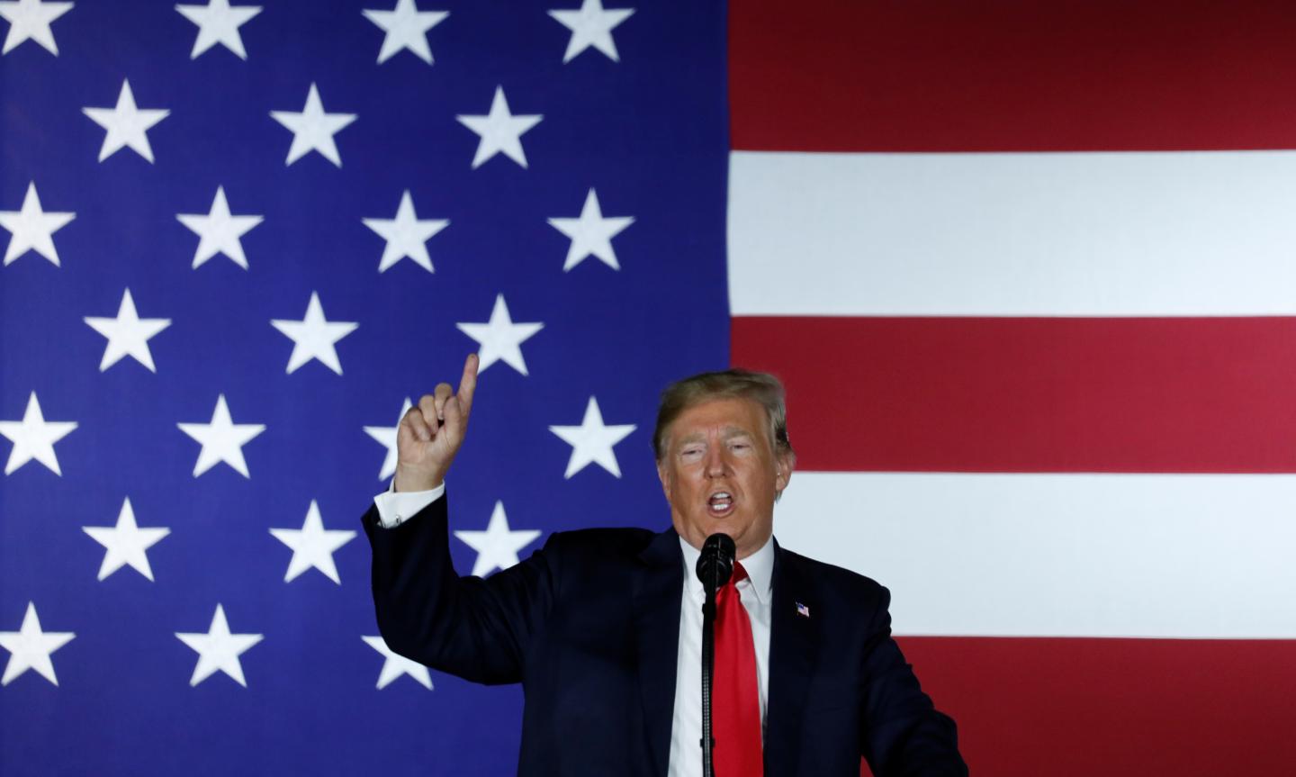 Trump speaks at a fundraiser in Fargo, North Dakota