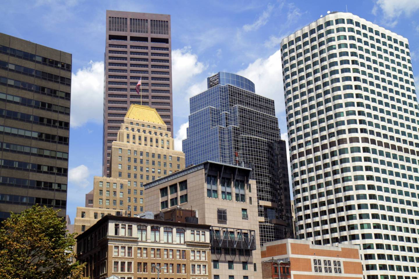 Boston, downtown city skyline.