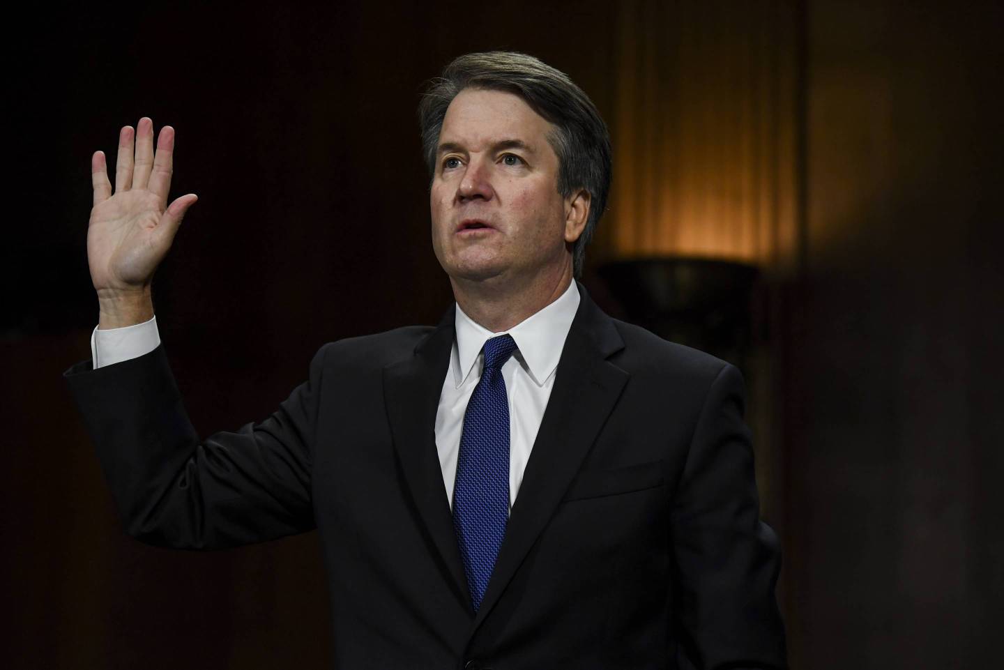 WASHINGTON, DC - SEPTEMBER 27: Judge Brett M. Kavanaugh swears