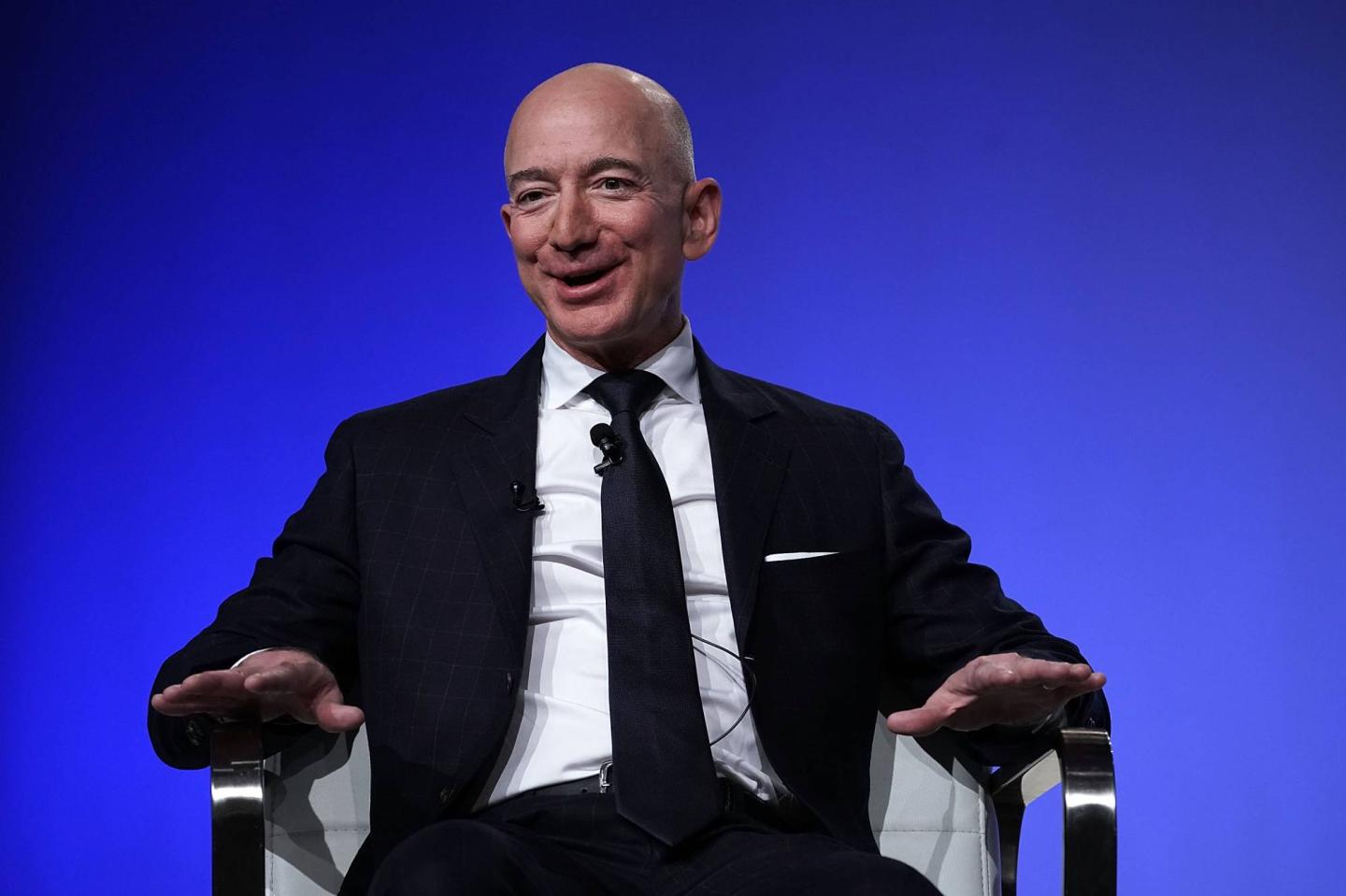 Amazon Chief Jeff Bezos talks DoD contracts and Blue Origin rockets.