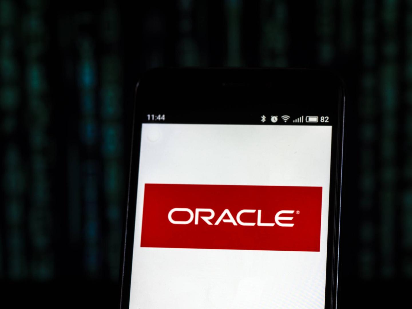 Oracle Corporation logo seen displayed on smart phone.