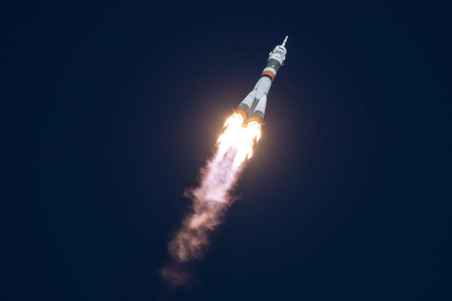 Soyuz MS-10 spacecraft launched by Soyuz-FG rocket booster from Baikonur Cosmodrome