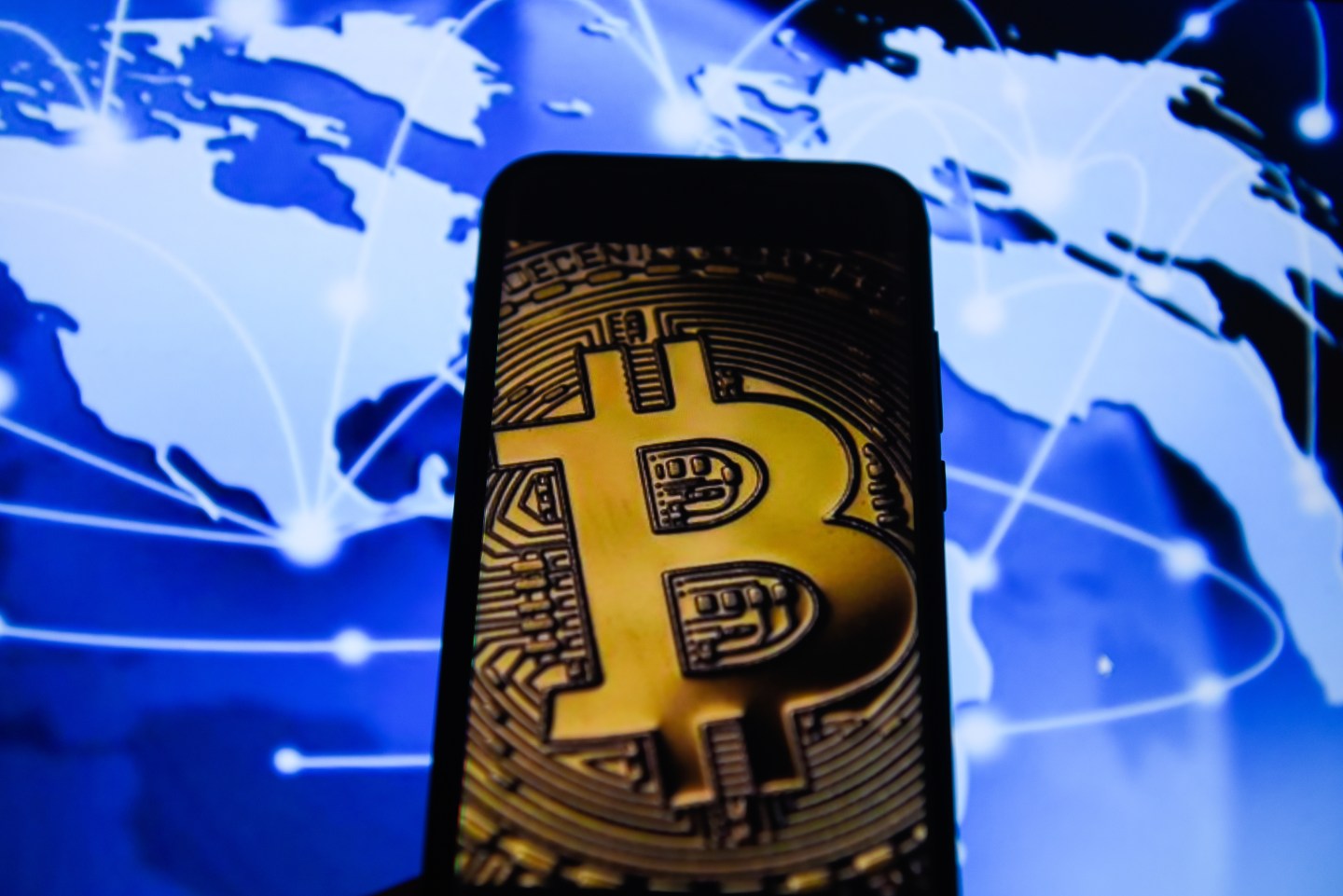 Bitcoin is seen on an android mobile phone