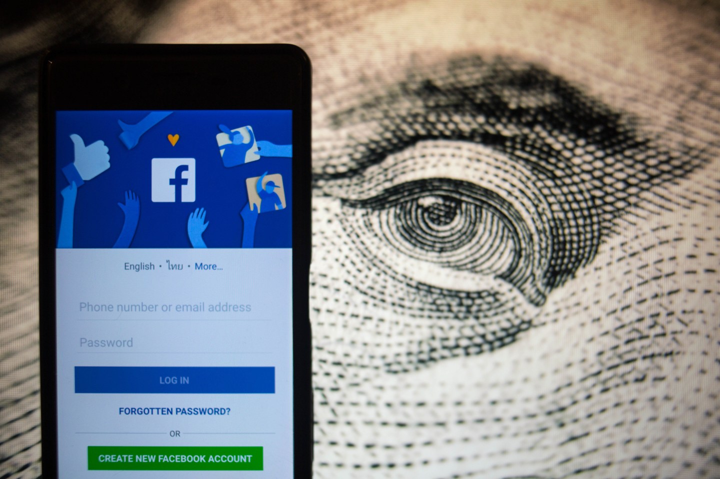 The Facebook logo seen displayed on a smartphone