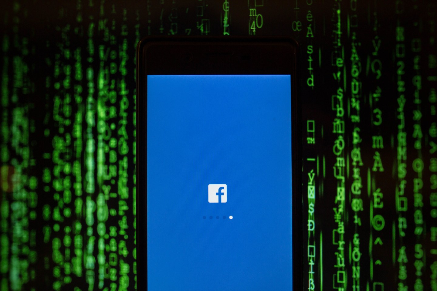 The Facebook logo seen displayed on a smartphone