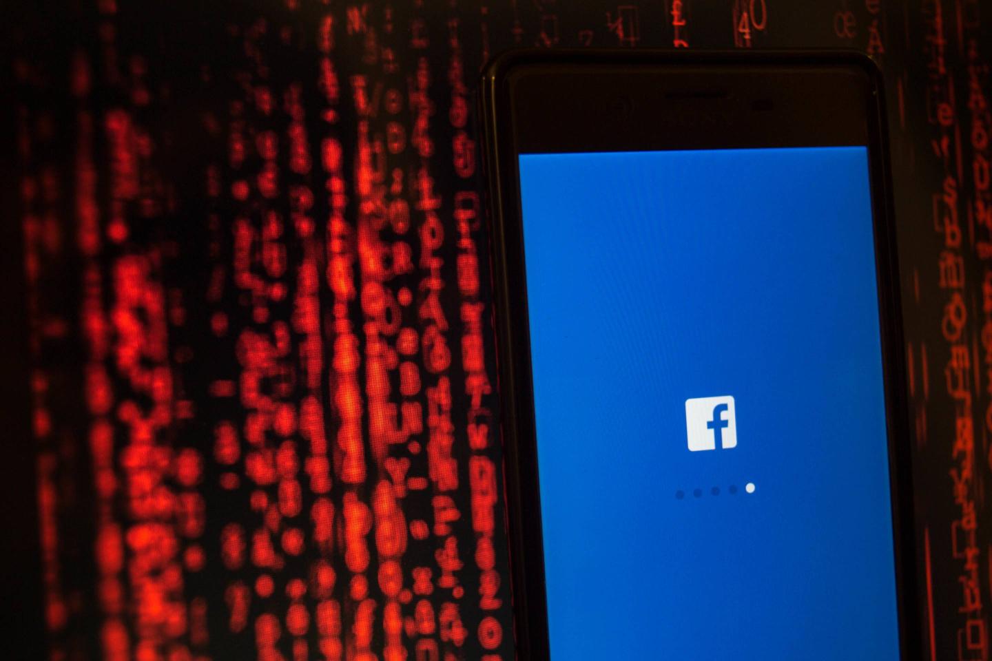 The Facebook logo seen displayed on a smartphone