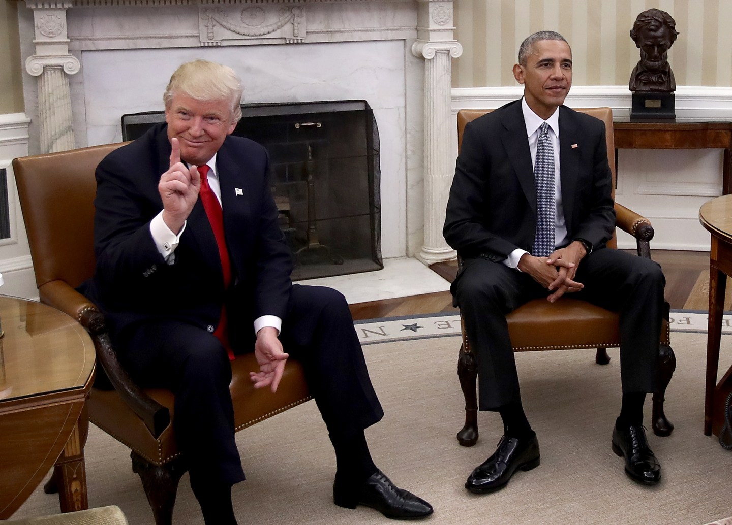 President Obama Meets With President-Elect Donald Trump In The Oval Office Of White House