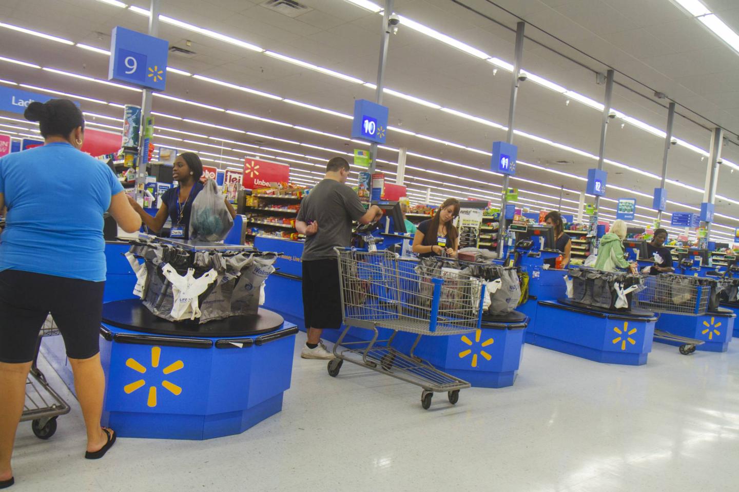 The check out inside Walmart.