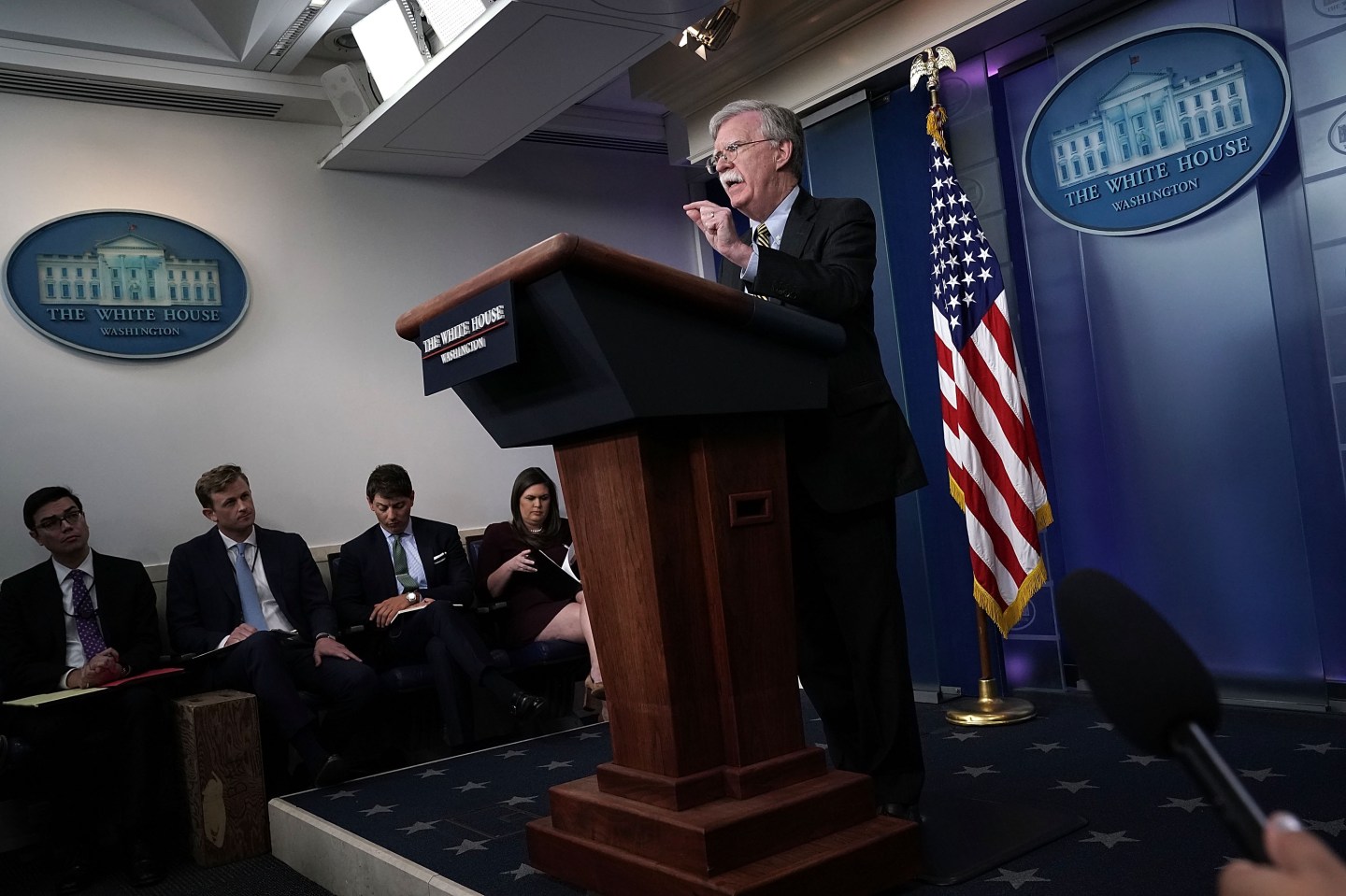 John Bolton Joins Sarah Sanders For Press Briefing At The White House