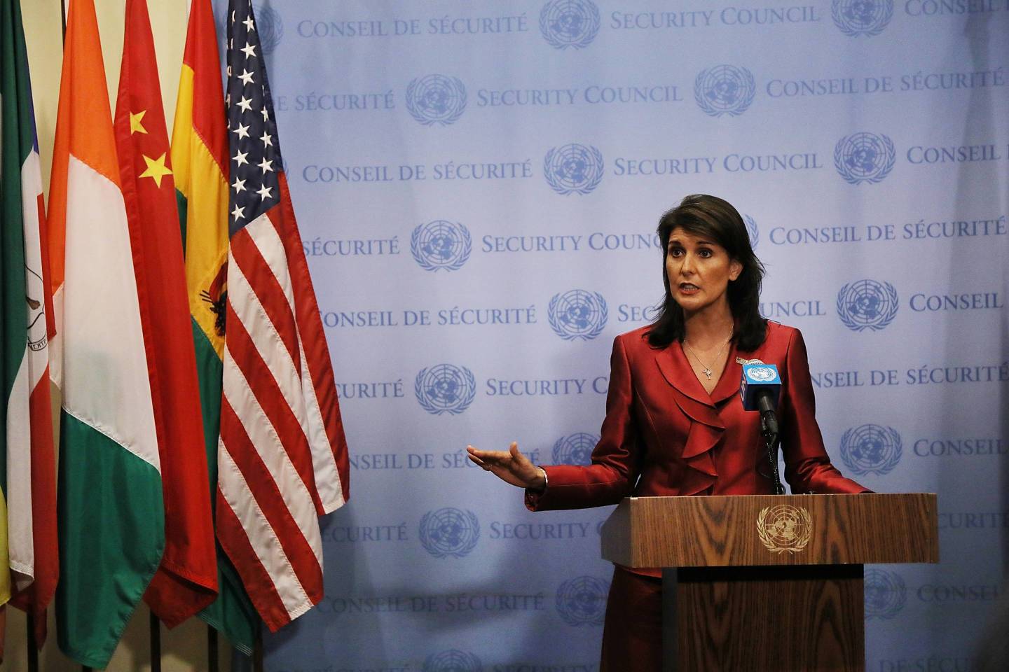 U.S. Ambassador To The United Nations Nikki Haley  Briefs The Media
