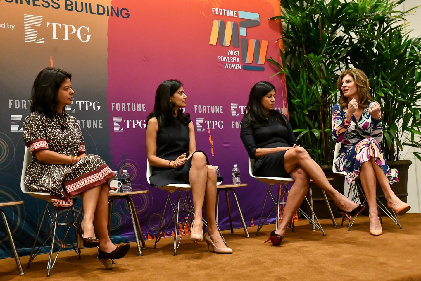 Maya Chorengel of TPG's The Rise Fund, Jennifer Morgan of SAP, Varsha Rao of Clover Health, and Lata Reddy of Prudential speak at Fortune's Most Powerful Women Summit on Oct. 2, 2018, in Laguna Niguel, Calif.