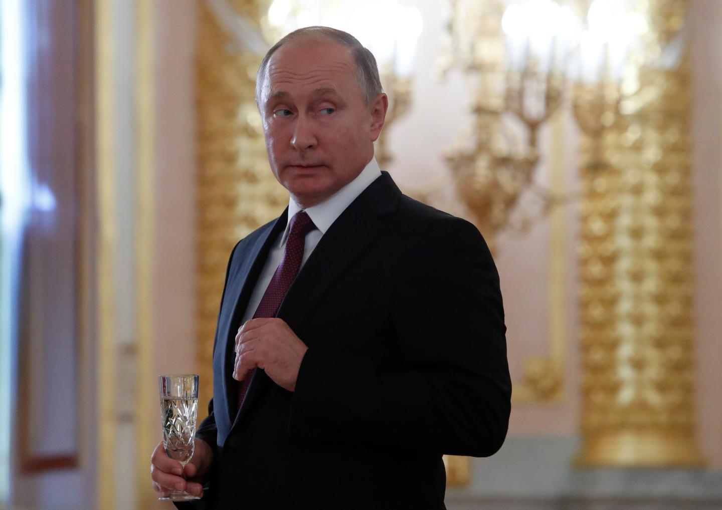 Russian President Putin attends a ceremony to receive credentials from newly appointed foreign ambassadors in Moscow