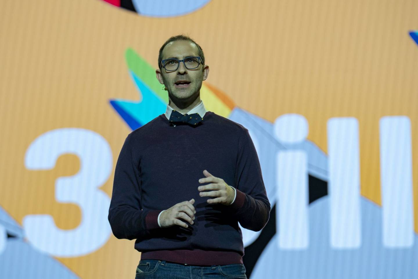 Twitch CEO Emmett Shear talks at the company's TwitchCon event.