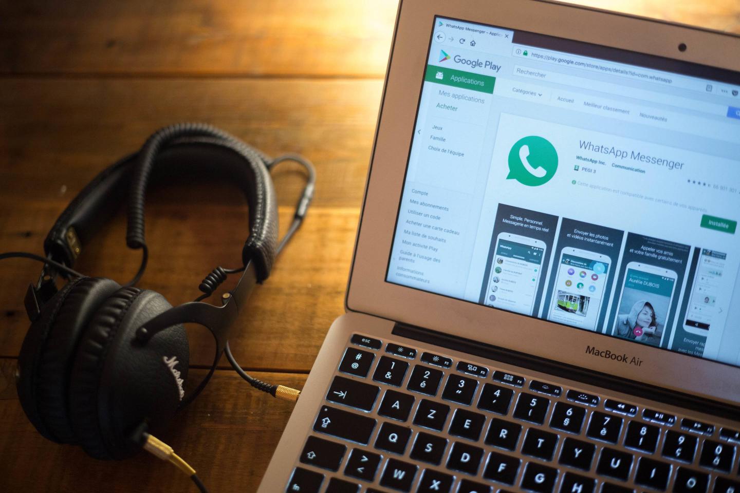 The WhatsApp application seen displayed on a Apple MacBook