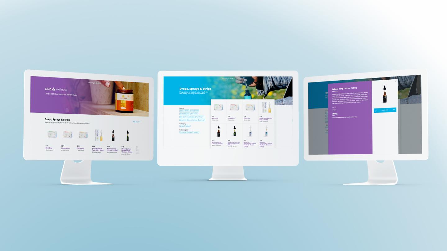 photo of website for Eaze Wellness, a CBD platform