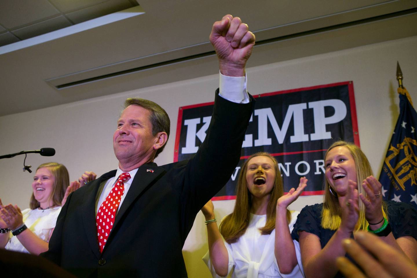 Georgia Secretary of State And Gubernatorial Candidate Brian Kemp Holds Primary Night Event In Athens, Georgia