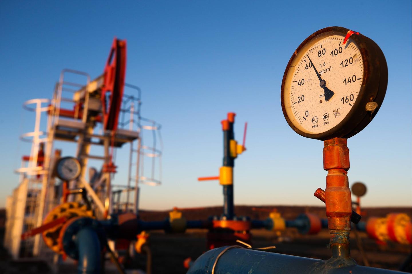 Oil pump jacks in Tatarstan, Russia