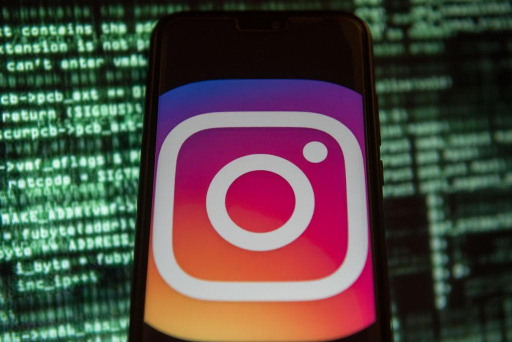 Instagram logo is seen on an Android mobile device