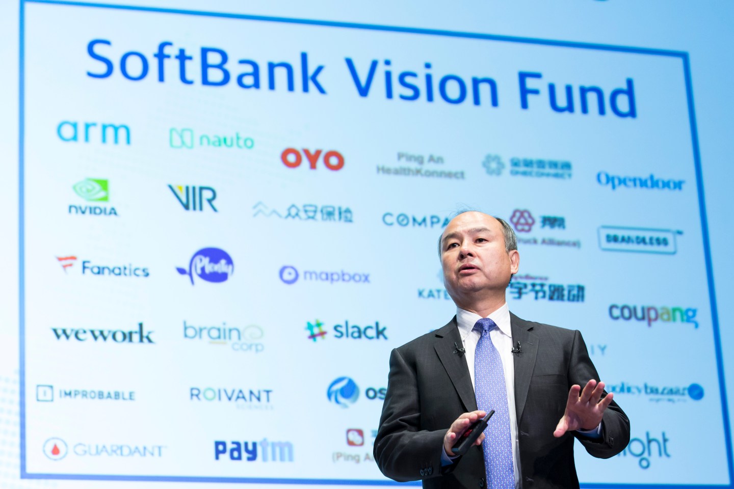 Softbank Chairman Masayoshi Son Speaks To The Press