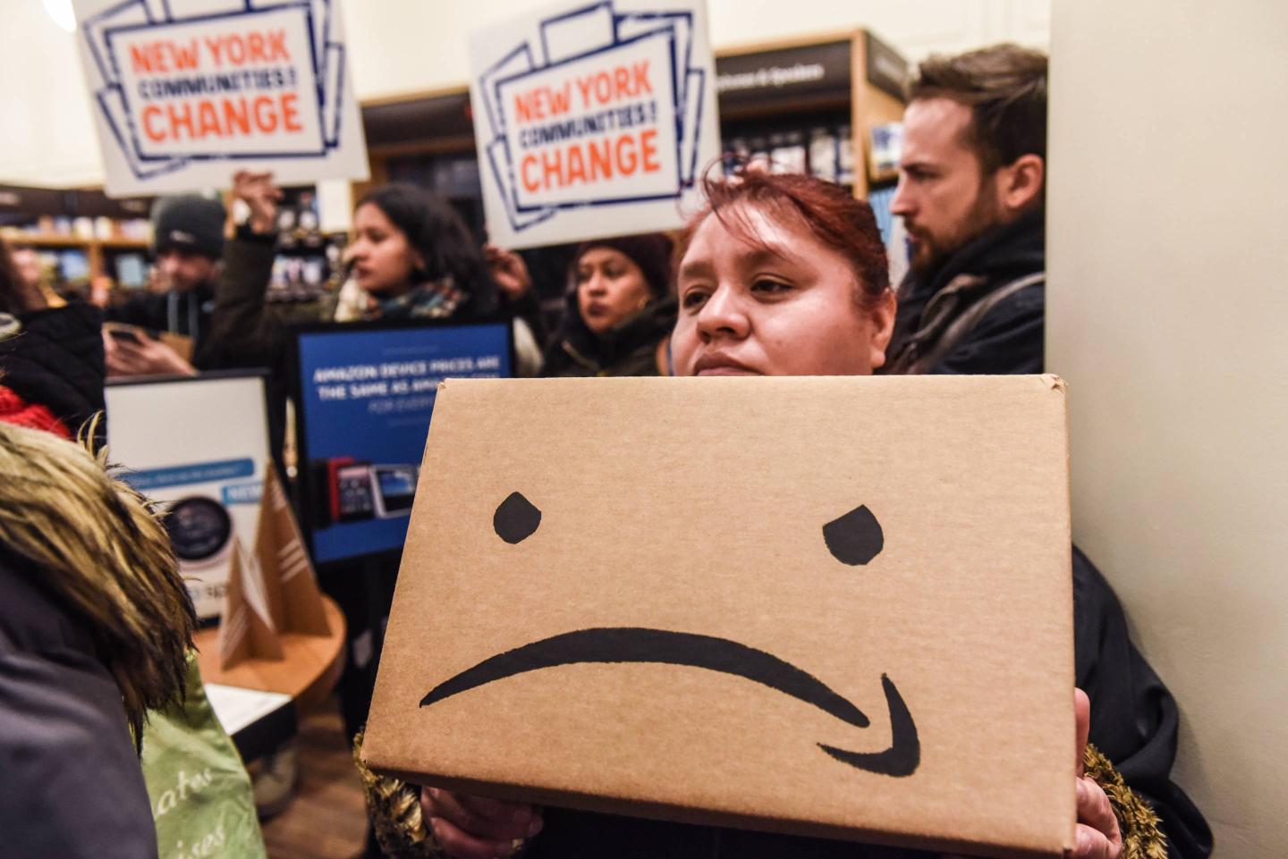 Protestors In New York City Hold "Day Of Action" Against Amazon HQ2