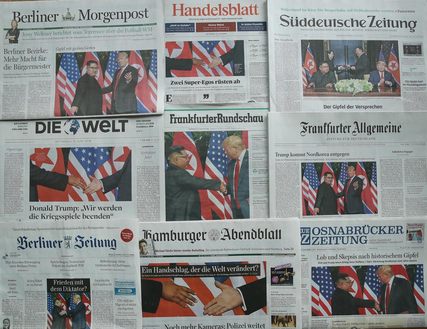 Trump-Kim Meeting Dominates German Newspaper Front Pages