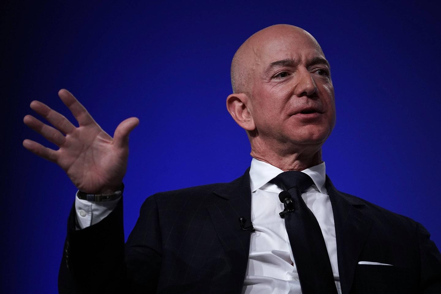Amazon CEO Jeff Bezos speaks at an event hosted by the Air Force Association on Sept. 19, 2018 in National Harbor, Md.