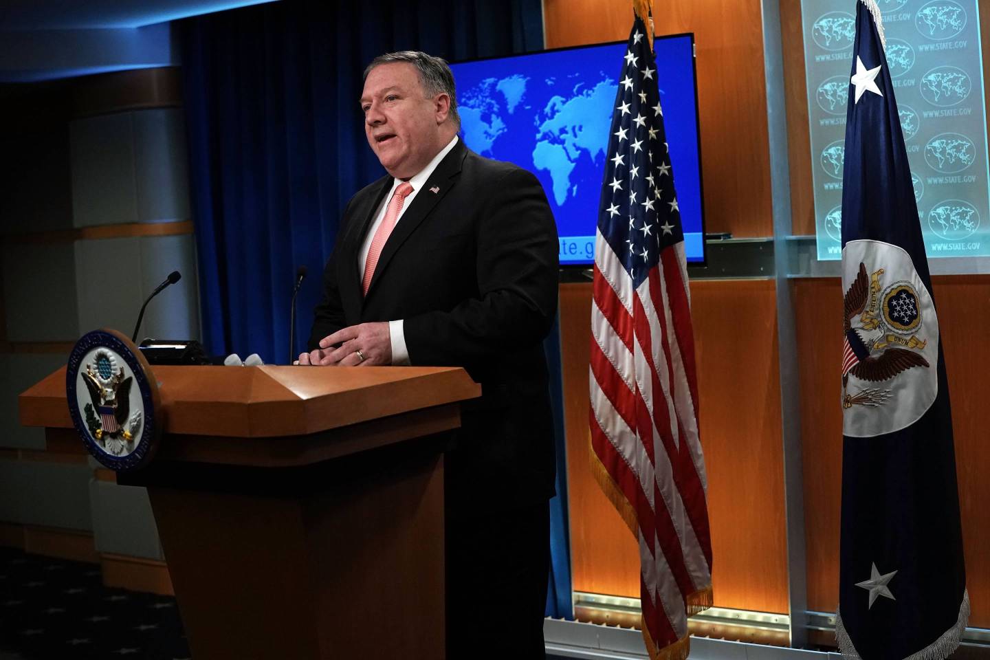 Secretary Of State Pompeo Holds Media Briefing At The State Department