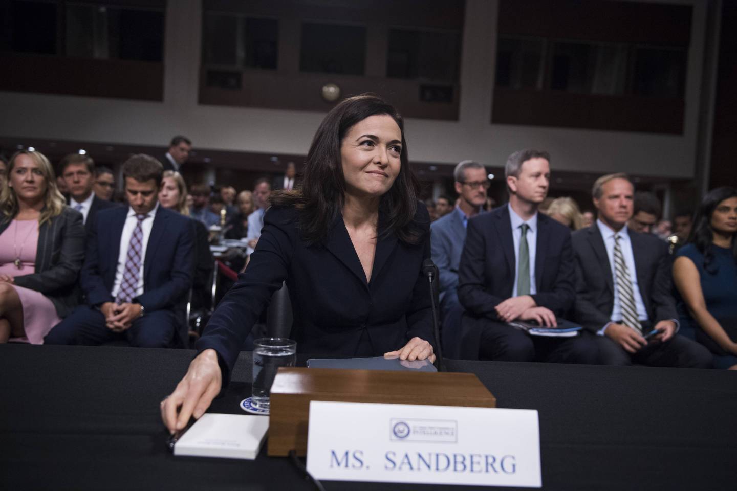 Sheryl Sandberg, Facebook COO, testifies before the Senate Intelligence Committee on September 5, 2018.