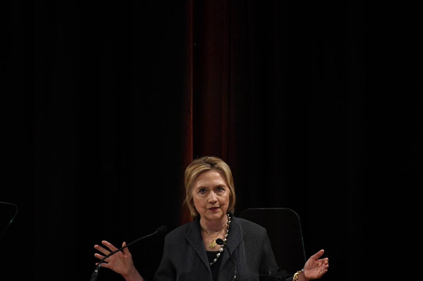 Former US Secretary of State Hillary Clinton gives a public lecture at Trinity College Dublin