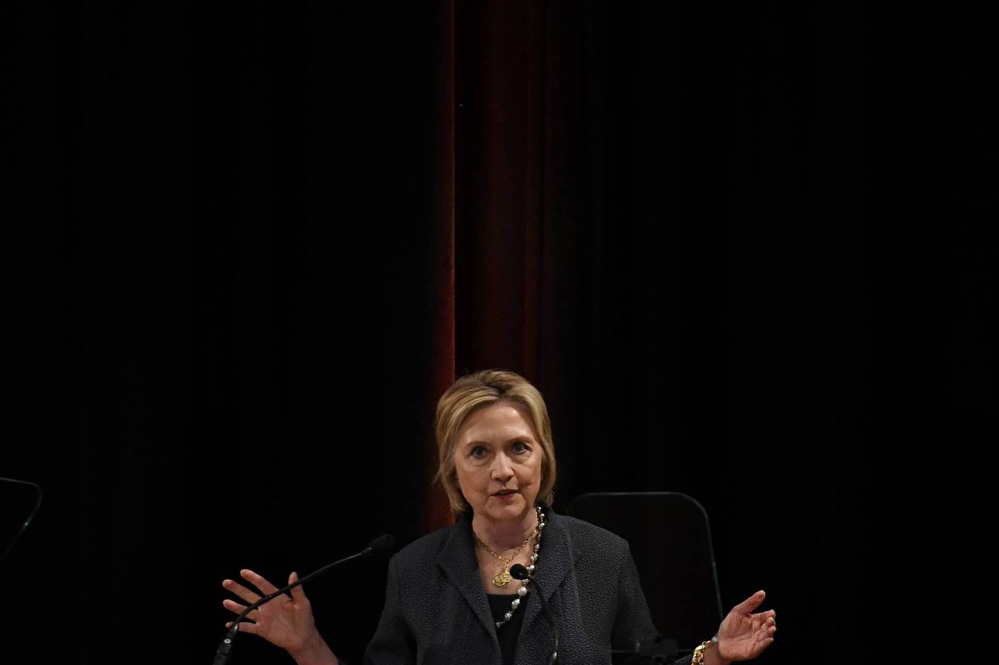 Former US Secretary of State Hillary Clinton gives a public lecture at Trinity College Dublin
