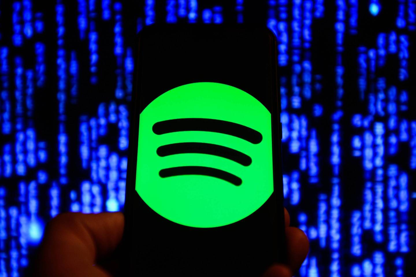 Spotify logo is seen on an android mobile phone