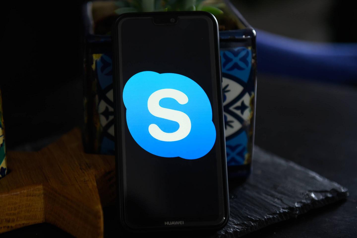 Skype logo is seen on an Android mobile device