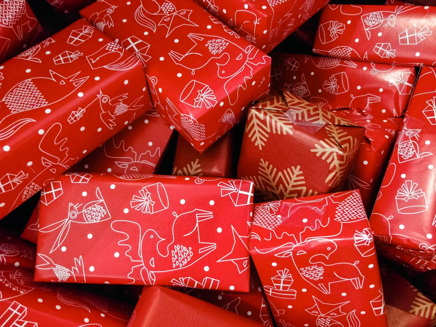 Full Frame Shot Of Christmas Presents