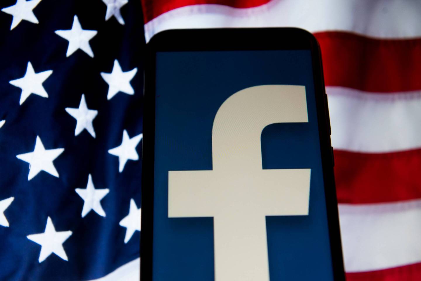 Facebook logo is seen on an Android mobile device with USA