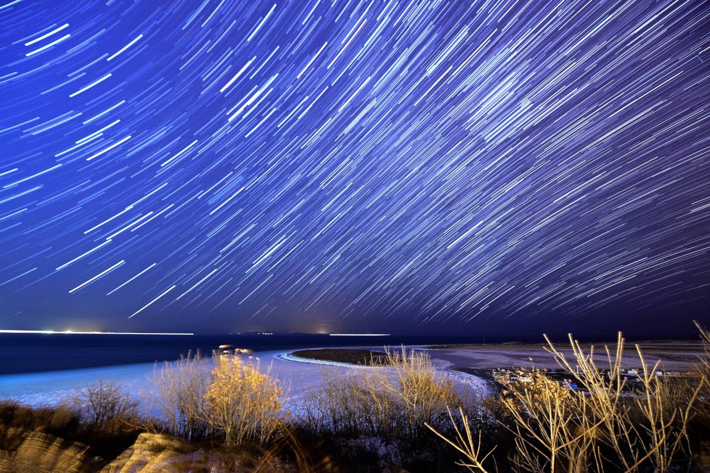 Geminids meteor shower in Vladivostok, Russia