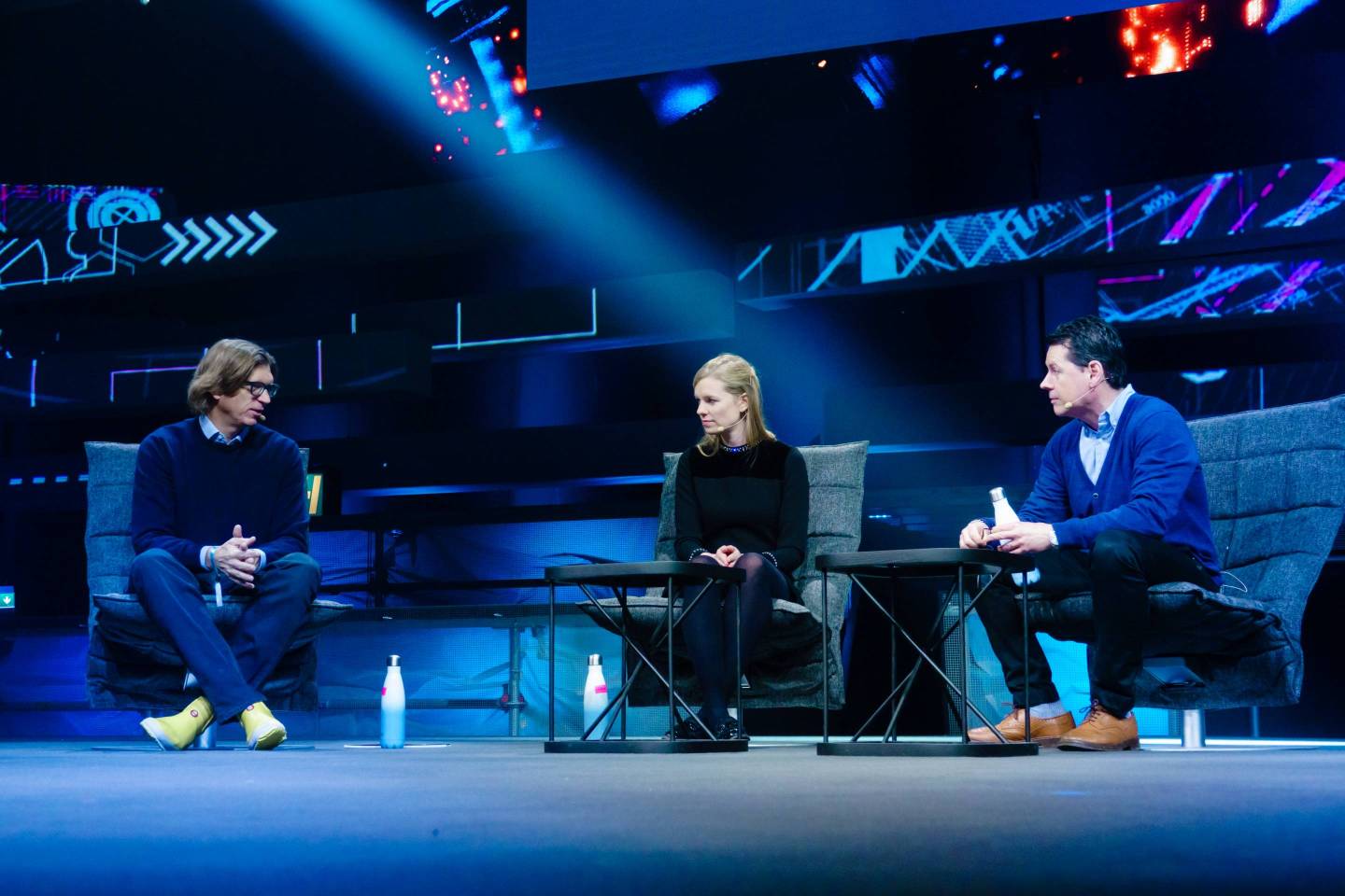 Atomico's Niklas Zennström (left) and Diversity VC's Check Warner (center) discuss the issue of diversity in the European tech industry on stage at the Slush conference in Helsinki, along with Greg Williams (right), editor-in-chief of Wired UK.