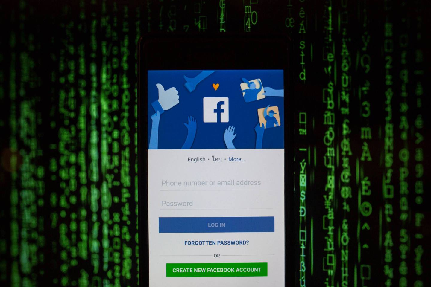 The Facebook logo seen displayed on a smartphone